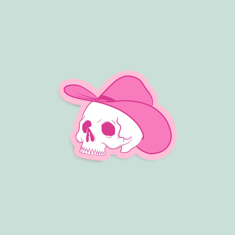 Pink Cowboy Skull - mini sticker