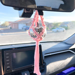 Mini disco ball pumpkin - pink macrame hanger