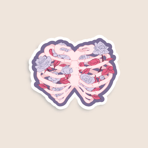 Pink floral Rib Cage sticker