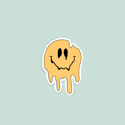 Yellow melting smiley face mini sticker