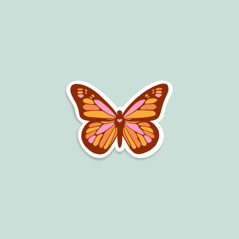 Pink and yellow butterfly mini sticker