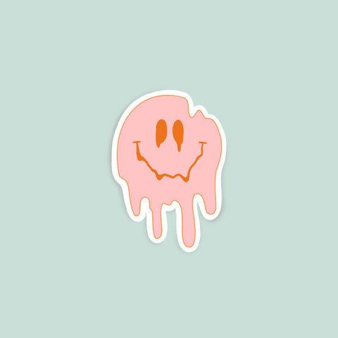 Pink melting smiley face mini sticker